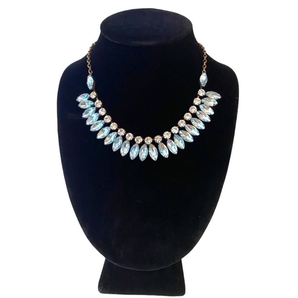 Light Blue & Antiqued Gold-Toned Statement Necklace - Picture 1 of 3